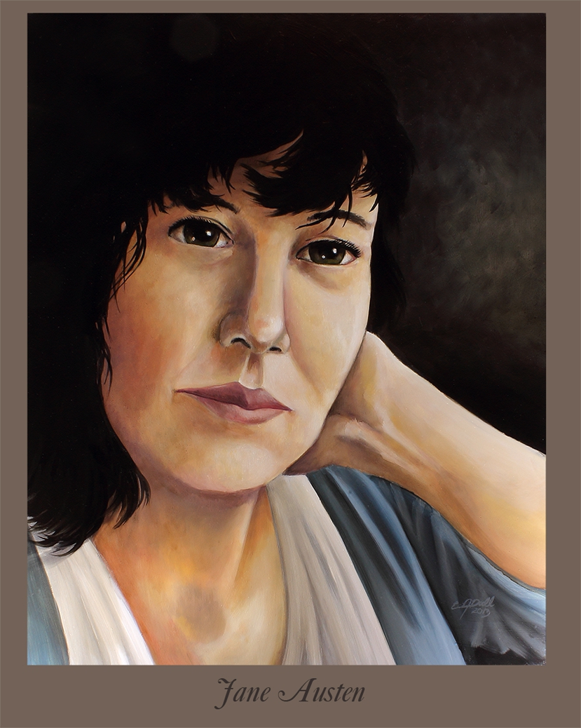 This art portrays a picture of Jane Austen