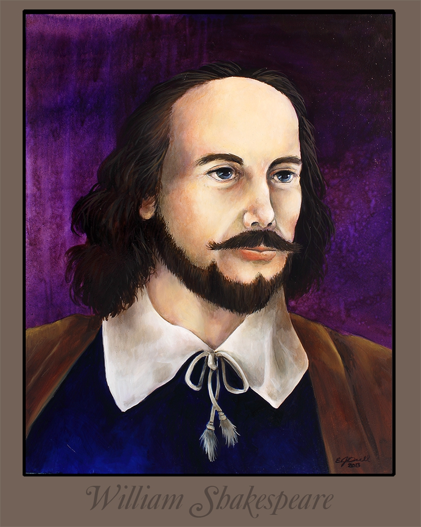 The art portrays a picture of William Shakespeare