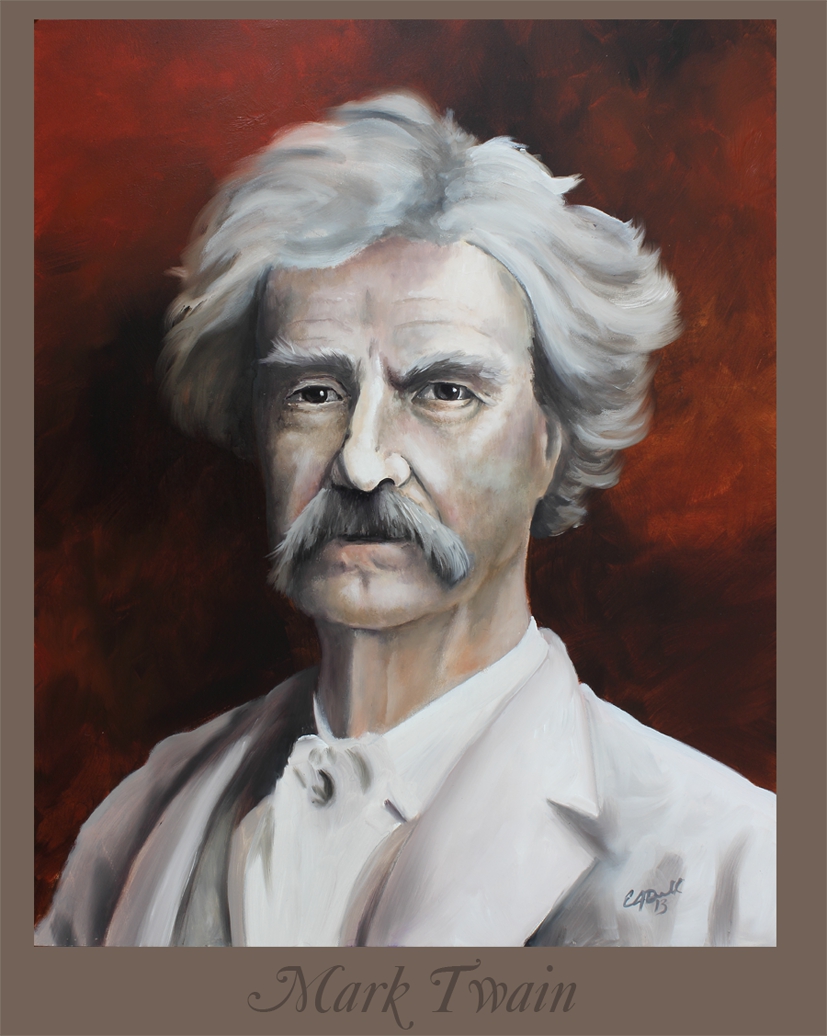 The art portrays a picture of Mark Twain