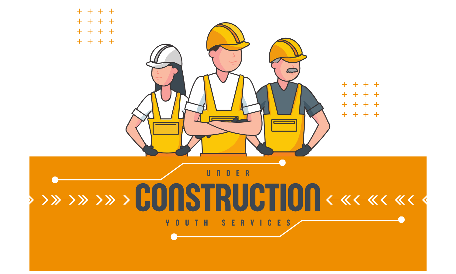 three workers "under construction"