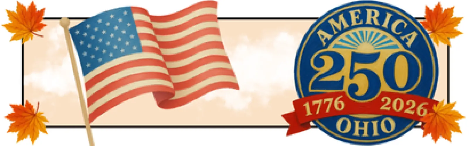 The America 250 logo appears with a waving flag