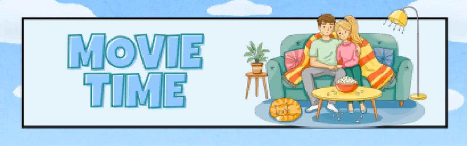 A cute couple on the couch watching Movie Time