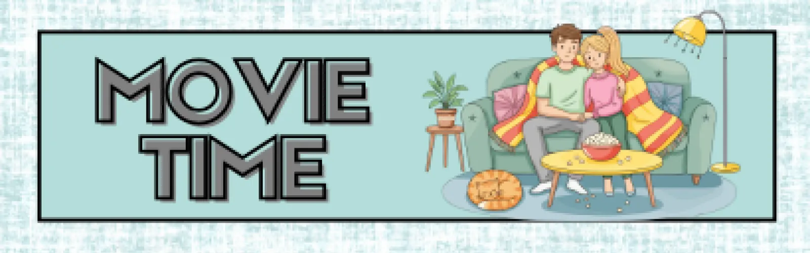 A cute couple on the couch watching Movie Time