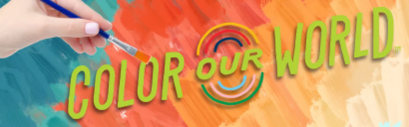 Color Our World is our 2025 Summer Reading Program. The logo is filled with bright paint and the words color our world.