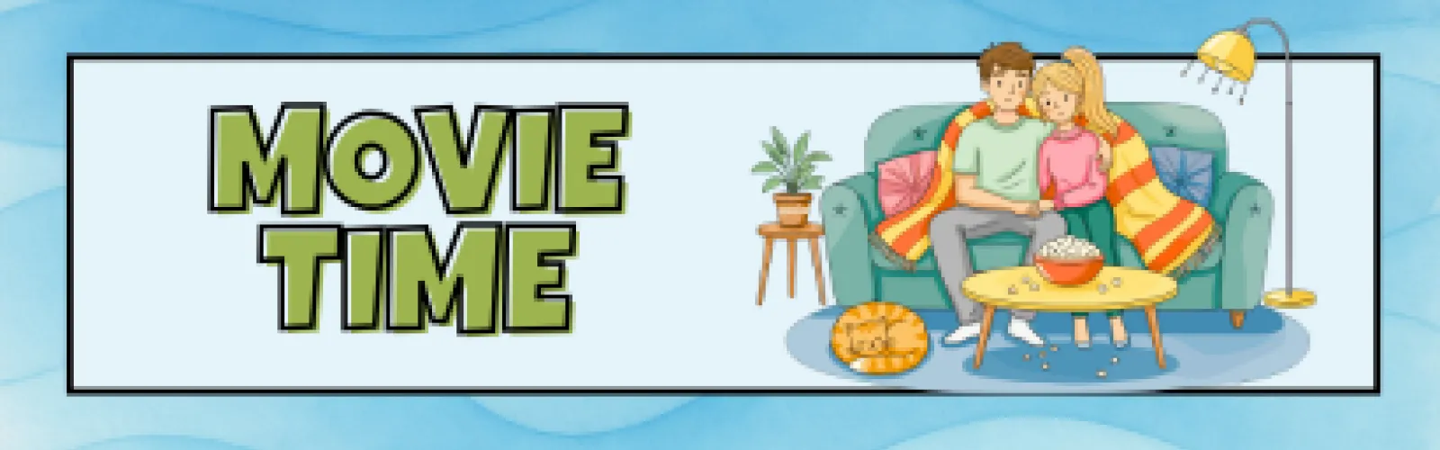 A cute couple on the couch watching Movie Time