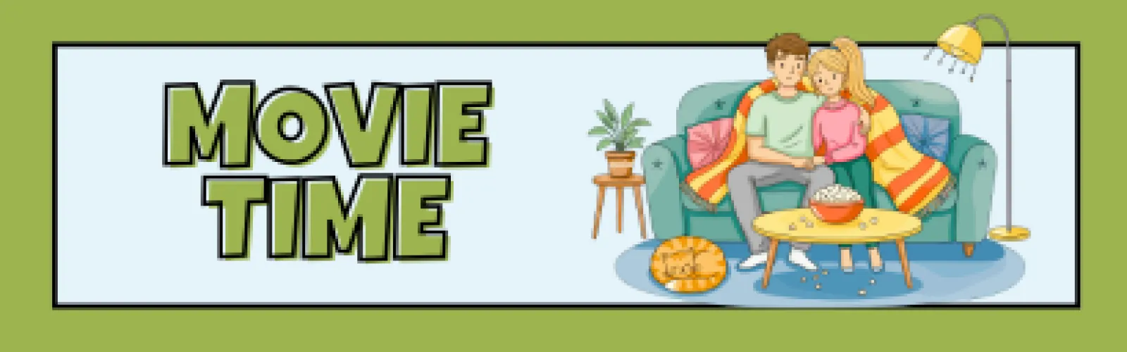 A cute couple on the couch watching Movie Time